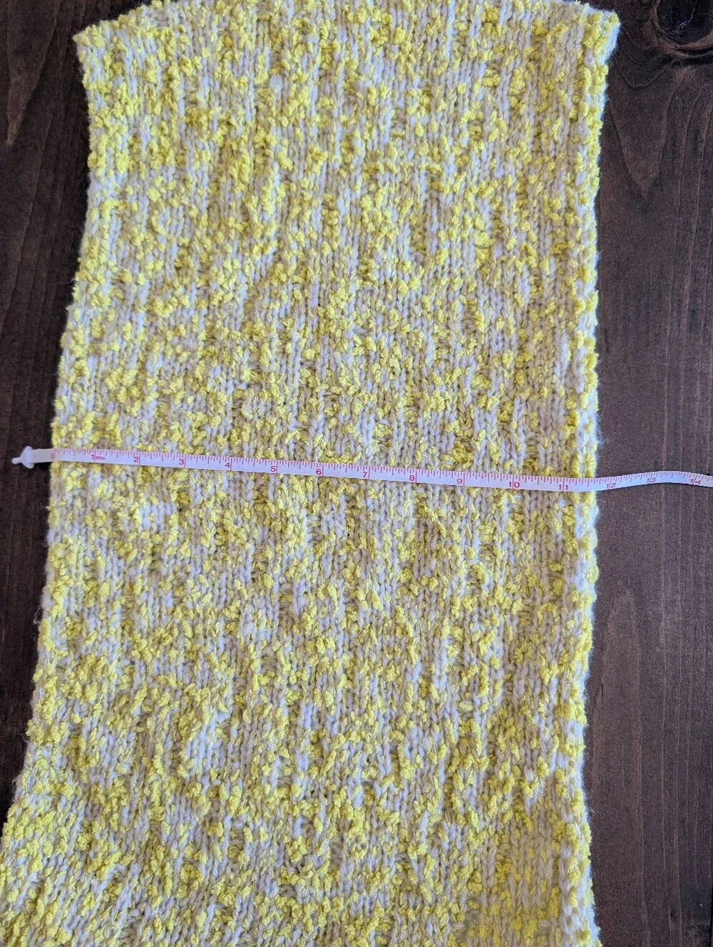 Yellow and Beige Knitted Infinity Scarf